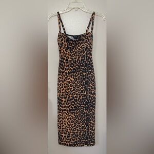 Leopard Print Strappy Cup Detail Midi Dress (4)
